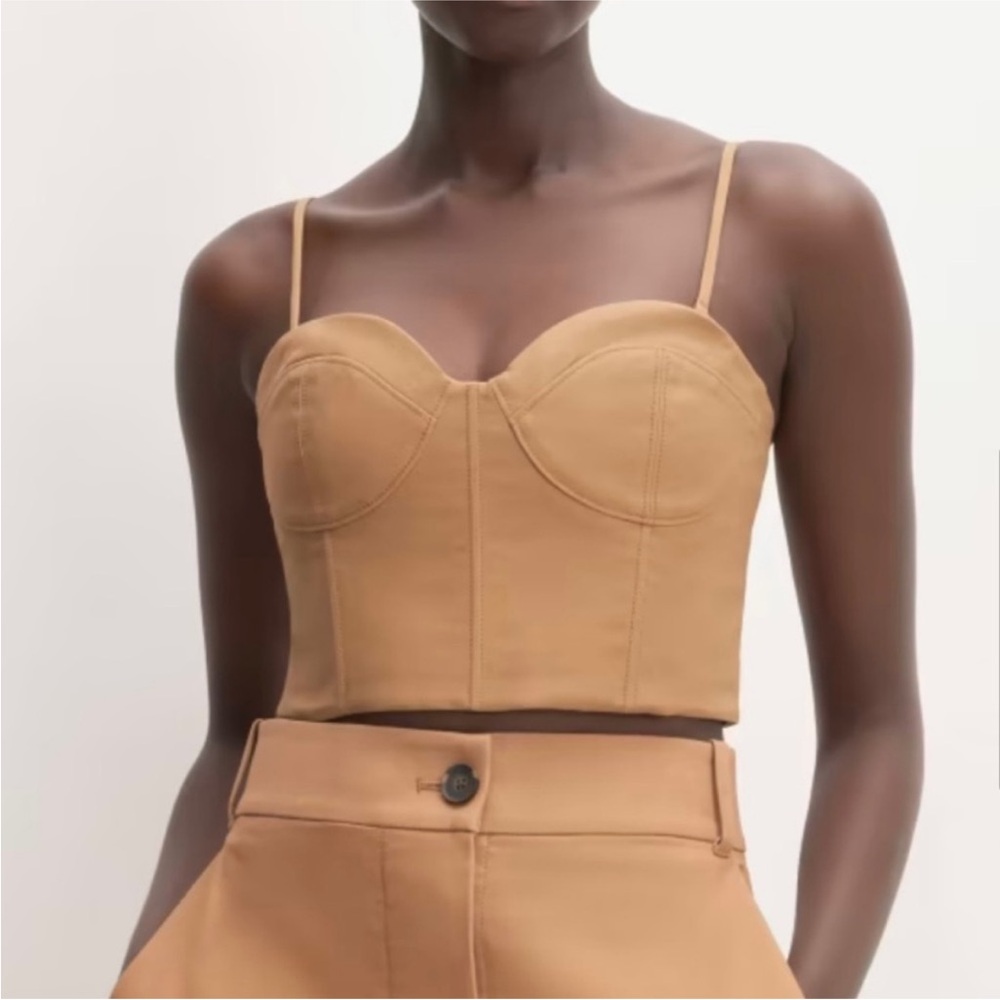 Everlane the structured cotton bustier tan size 6